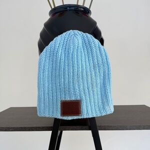 Love Your Melon Knit Beanie Hat Light Blue